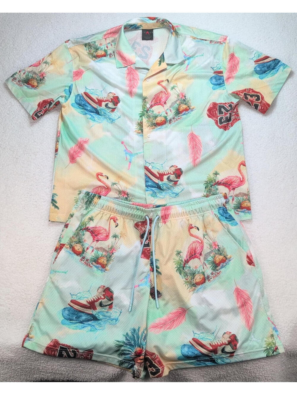 Jordan Essentials Mens L Tropical Camp Set Jumpman Flamingo ib3007 ib301 Glacier
